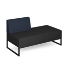 Nera modular soft seating double bench with right hand back and black frame - elapse grey seat with range blue back