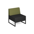 Nera modular soft seating single bench with back and black frame - elapse grey seat with endurance green back