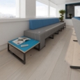 Nera modular soft seating single bench with back and black frame - elapse grey seat with endurance green back