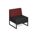 Nera modular soft seating single bench with back and black frame - elapse grey seat with extent red back