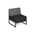 Nera modular soft seating single bench with back and black frame - elapse grey seat with late grey back