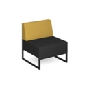 Nera modular soft seating single bench with back and black frame - elapse grey seat with lifetime yellow back