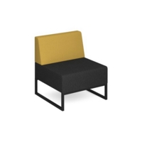 Nera modular soft seating single bench with back and black frame - elapse grey seat with lifetime yellow back