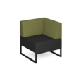 Nera modular soft seating single bench with back and left arm and black frame - elapse grey seat with endurance green back
