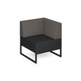 Nera modular soft seating single bench with back and left arm and black frame - elapse grey seat with forecast grey back