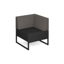 Nera modular soft seating single bench with back and left arm and black frame - elapse grey seat with forecast grey back