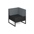 Nera modular soft seating single bench with back and left arm and black frame - elapse grey seat with late grey back