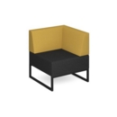 Nera modular soft seating single bench with back and left arm and black frame - elapse grey seat with lifetime yellow back