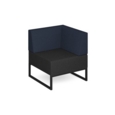 Nera modular soft seating single bench with back and left arm and black frame - elapse grey seat with range blue back