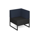 Nera modular soft seating single bench with back and left arm and black frame - elapse grey seat with range blue back