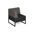 Nera modular soft seating single bench with back and right arm and black frame - elapse grey seat with forecast grey back