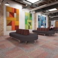 Nera modular soft seating single bench with back and right arm and black frame - elapse grey seat with late grey back