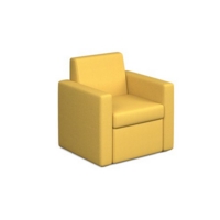 Oslo square back reception 1 seater sofa 800mm wide - lifetime yellow