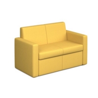 Oslo square back reception 2 seater sofa 1340mm wide - lifetime yellow