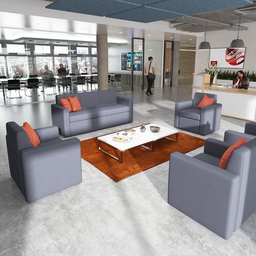 Oslo square back reception 2 seater sofa 1340mm wide - maturity blue