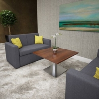 Oslo square back reception 3 seater sofa 1880mm wide - range blue