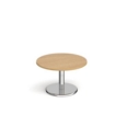 Pisa circular coffee table with round chrome base 800mm - oak
