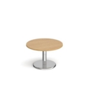 Pisa circular coffee table with round chrome base 800mm - oak