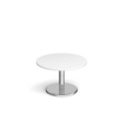 Pisa circular coffee table with round chrome base 800mm - white