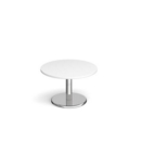 Pisa circular coffee table with round chrome base 800mm - white