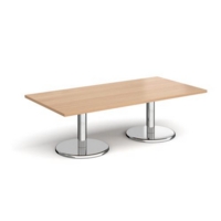 Pisa rectangular coffee table with round chrome bases 1600mm x 800mm - beech