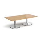 Pisa rectangular coffee table with round chrome bases 1600mm x 800mm - oak