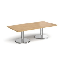Pisa rectangular coffee table with round chrome bases 1600mm x 800mm - oak