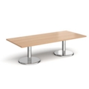Pisa rectangular coffee table with round chrome bases 1800mm x 800mm - beech