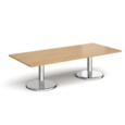 Pisa rectangular coffee table with round chrome bases 1800mm x 800mm - oak