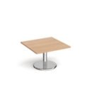 Pisa square coffee table with round chrome base 800mm - beech