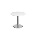 Pisa circular dining table with round chrome base 800mm - white