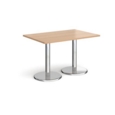 Pisa rectangular dining table with round chrome bases 1200mm x 800mm - beech