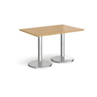 Pisa rectangular dining table with round chrome bases 1200mm x 800mm - oak