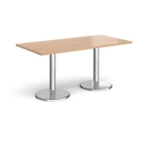 Pisa rectangular dining table with round chrome bases 1600mm x 800mm - beech