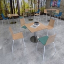 Pisa rectangular dining table with round chrome bases 1600mm x 800mm - beech