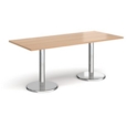 Pisa rectangular dining table with round chrome bases 1800mm x 800mm - beech