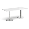 Pisa rectangular dining table with round chrome bases 1800mm x 800mm - white