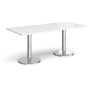 Pisa rectangular dining table with round chrome bases 1800mm x 800mm - white