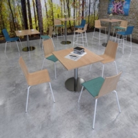 Pisa square dining table with round chrome base 800mm - white