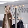 Coat & umbrella stand with 8 coat hooks and 8 umbrella hooks 1780mm high - black and cream