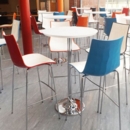 Pisa circular poseur table with round chrome base 800mm - beech
