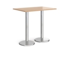 Pisa rectangular poseur table with round chrome bases 1200mm x 800mm - beech