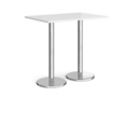 Pisa rectangular poseur table with round chrome bases 1200mm x 800mm - white