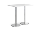 Pisa rectangular poseur table with round chrome bases 1200mm x 800mm - white