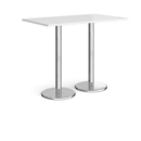 Pisa rectangular poseur table with round chrome bases 1400mm x 800mm - white