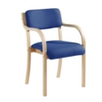 Prague wooden conference chair with double arms - blue