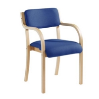 Prague wooden conference chair with double arms - blue