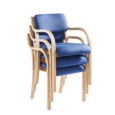 Prague wooden conference chair with double arms - blue