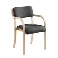 Prague wooden conference chair with double arms - charcoal