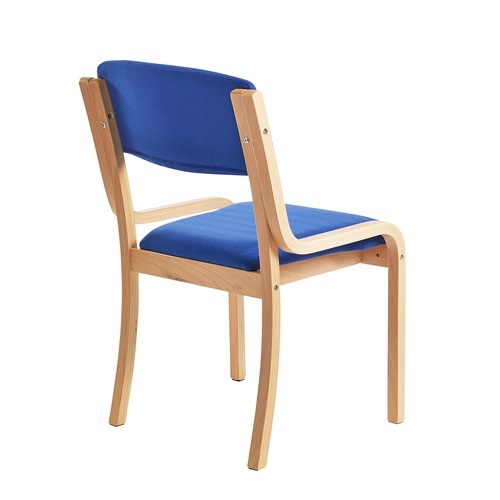 Prague wooden conference chair with no arms - blue